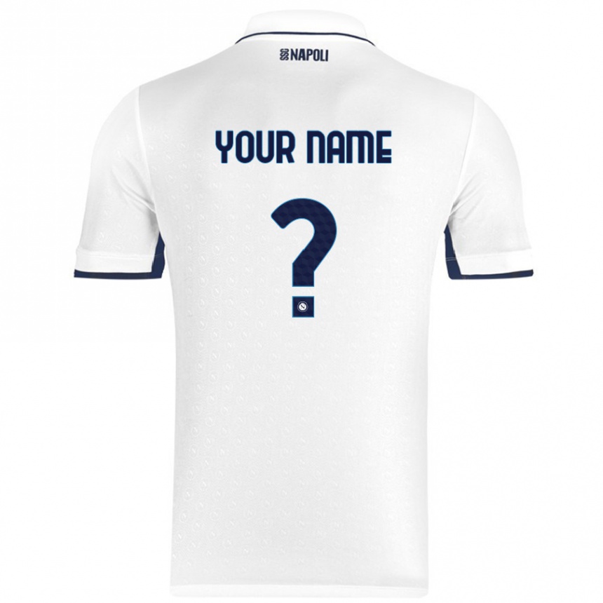 Niño Fútbol Camiseta Su Nombre #0 Blanco Azul Real 2ª Equipación 2024/25