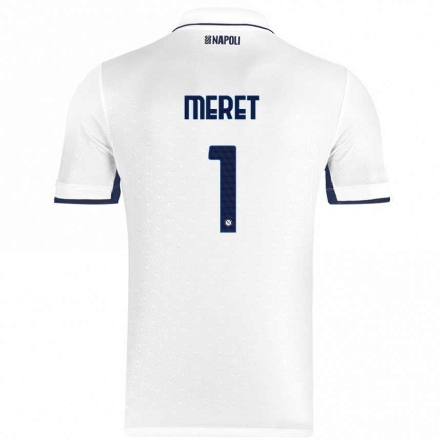 Niño Fútbol Camiseta Alex Meret #1 Blanco Azul Real 2ª Equipación 2024/25