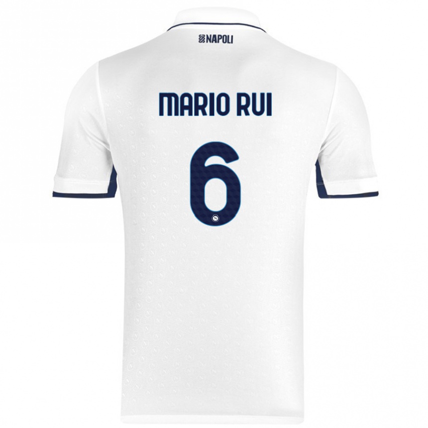 Niño Fútbol Camiseta Mario Rui #6 Blanco Azul Real 2ª Equipación 2024/25