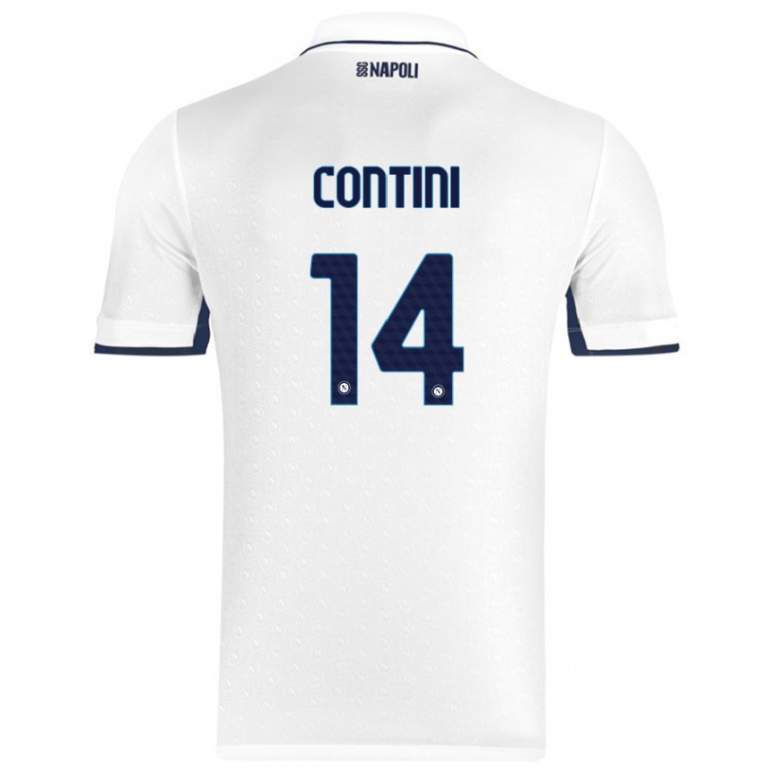 Niño Fútbol Camiseta Nikita Contini #14 Blanco Azul Real 2ª Equipación 2024/25