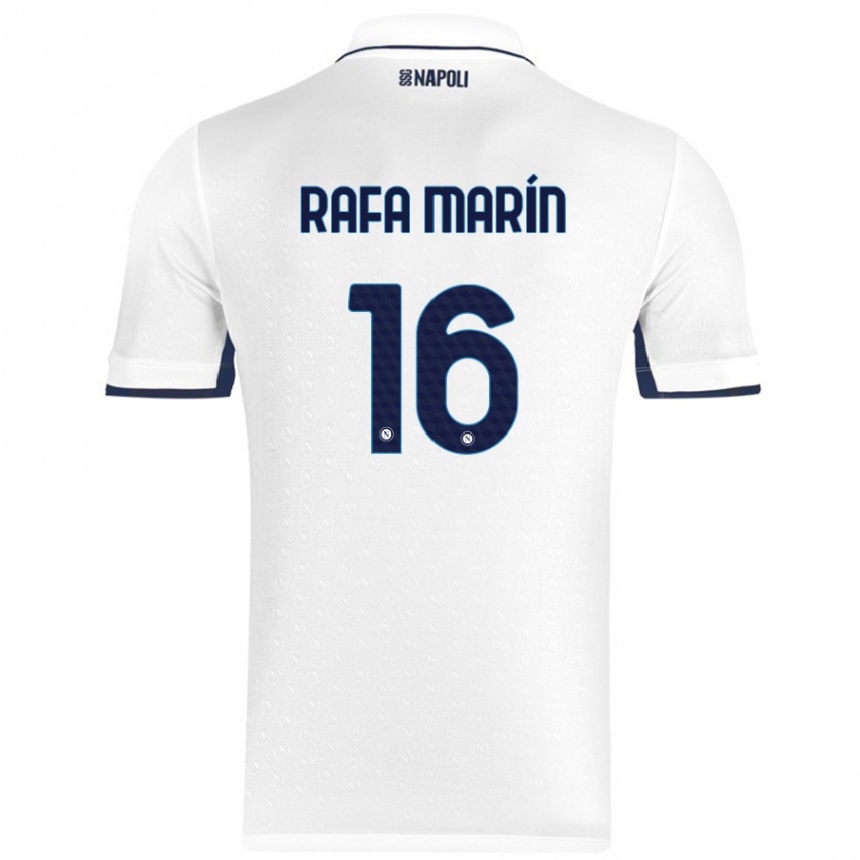 Niño Fútbol Camiseta Rafa Marín #16 Blanco Azul Real 2ª Equipación 2024/25