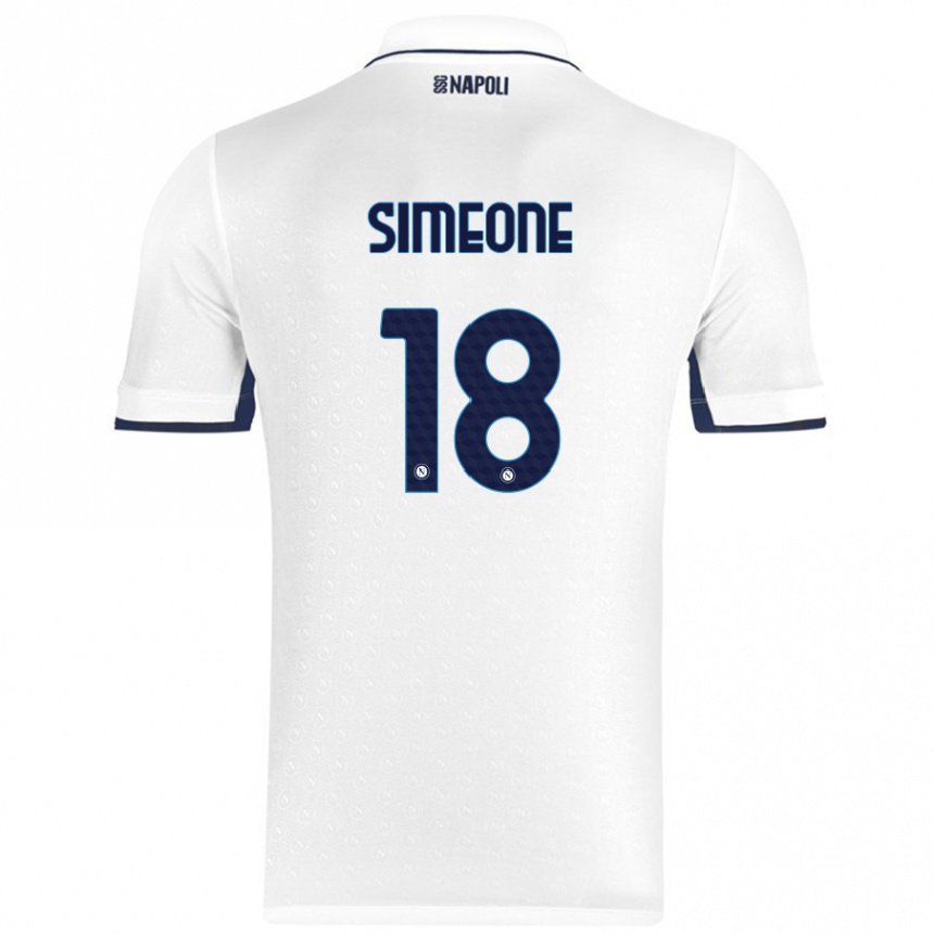 Niño Fútbol Camiseta Giovanni Simeone #18 Blanco Azul Real 2ª Equipación 2024/25