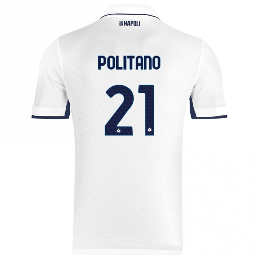 Niño Fútbol Camiseta Matteo Politano #21 Blanco Azul Real 2ª Equipación 2024/25