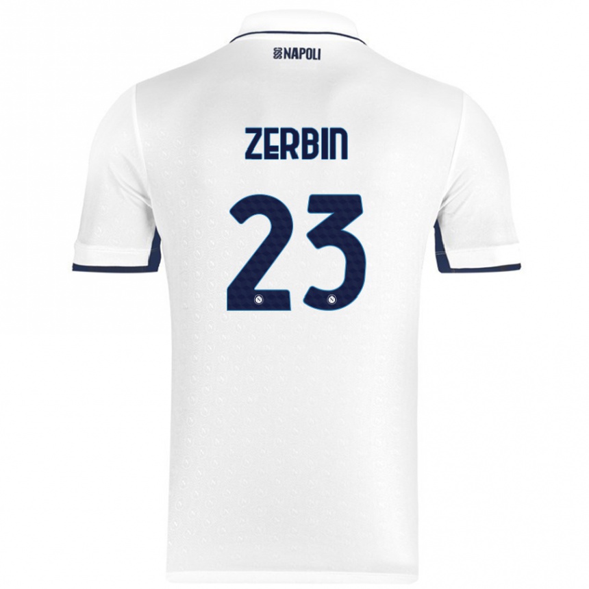 Niño Fútbol Camiseta Alessio Zerbin #23 Blanco Azul Real 2ª Equipación 2024/25