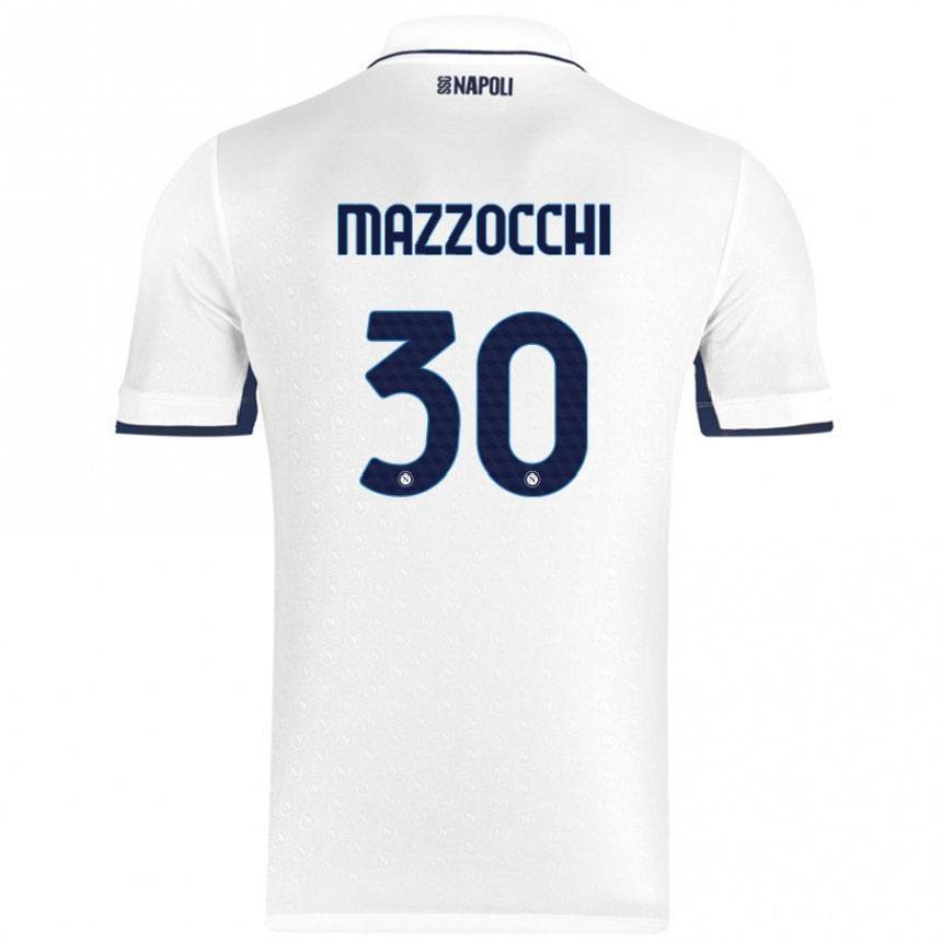 Niño Fútbol Camiseta Pasquale Mazzocchi #30 Blanco Azul Real 2ª Equipación 2024/25