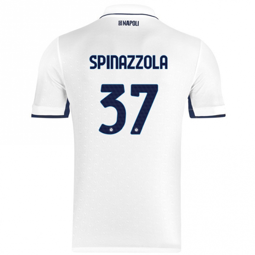 Niño Fútbol Camiseta Leonardo Spinazzola #37 Blanco Azul Real 2ª Equipación 2024/25