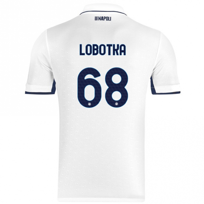 Niño Fútbol Camiseta Stanislav Lobotka #68 Blanco Azul Real 2ª Equipación 2024/25