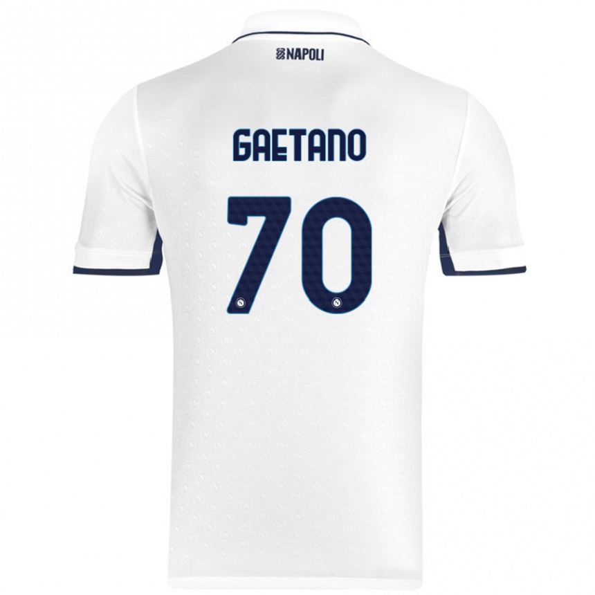 Niño Fútbol Camiseta Gianluca Gaetano #70 Blanco Azul Real 2ª Equipación 2024/25