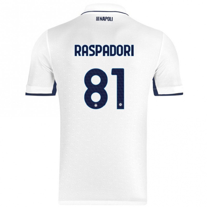 Niño Fútbol Camiseta Giacomo Raspadori #81 Blanco Azul Real 2ª Equipación 2024/25