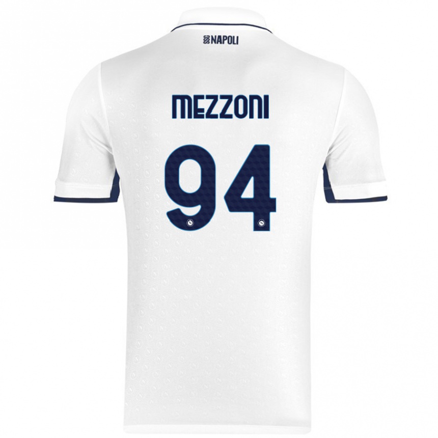 Niño Fútbol Camiseta Francesco Mezzoni #94 Blanco Azul Real 2ª Equipación 2024/25