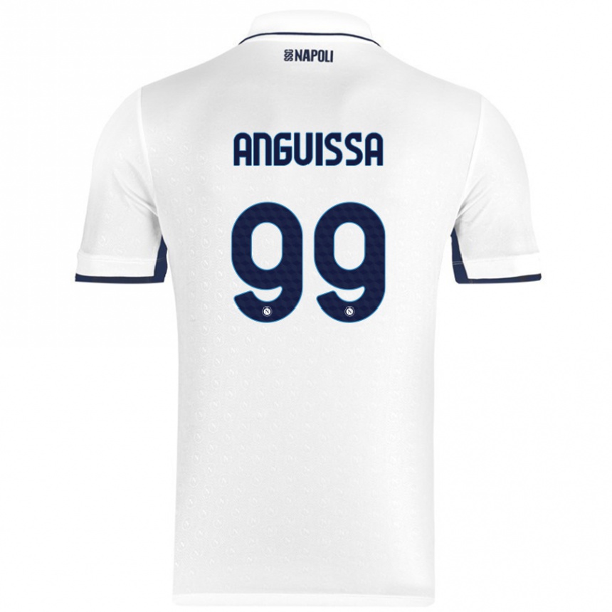 Niño Fútbol Camiseta Andre Zambo Anguissa #99 Blanco Azul Real 2ª Equipación 2024/25