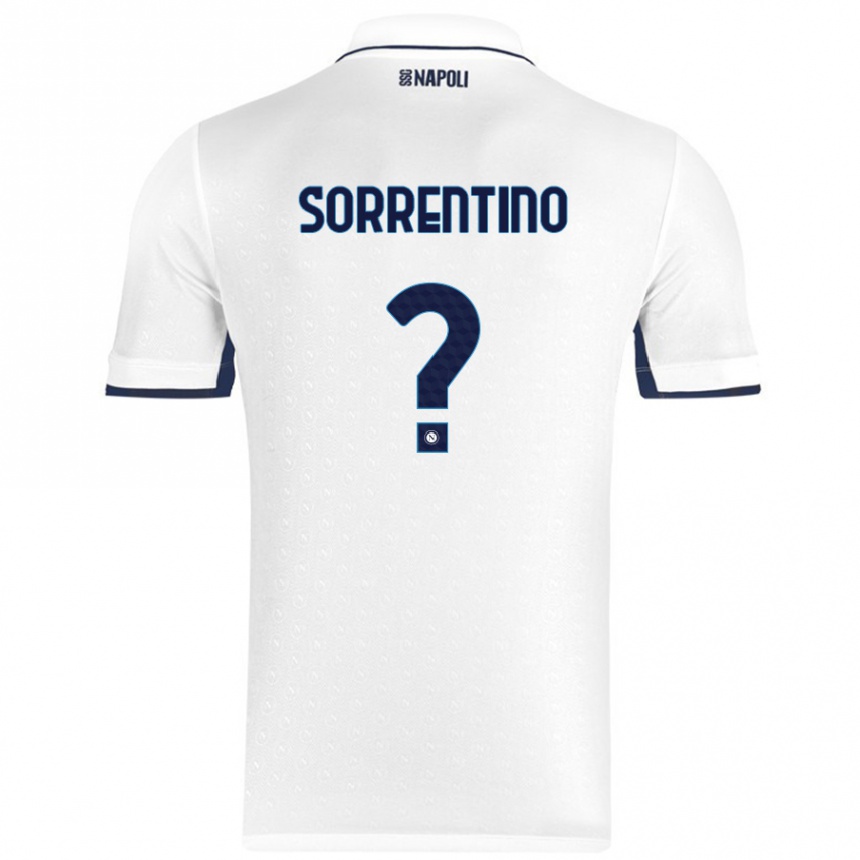 Niño Fútbol Camiseta Andrea Sorrentino #0 Blanco Azul Real 2ª Equipación 2024/25