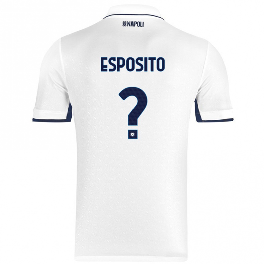 Niño Fútbol Camiseta Mattia Esposito #0 Blanco Azul Real 2ª Equipación 2024/25