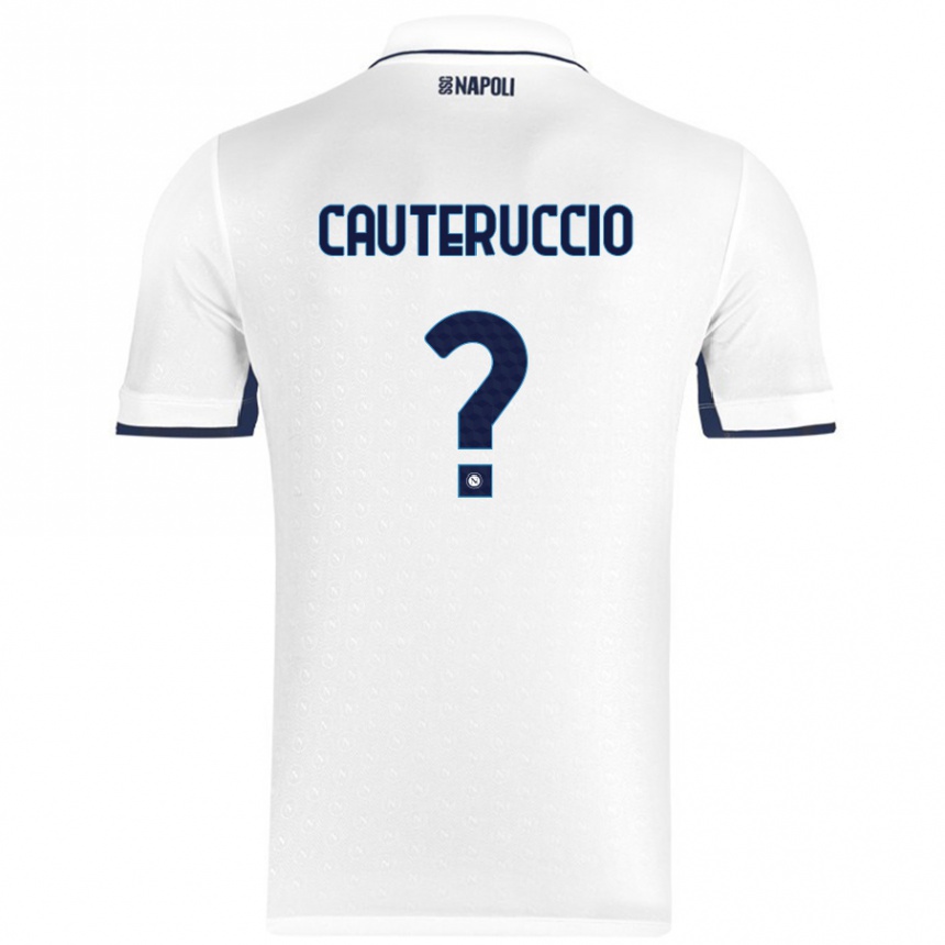 Niño Fútbol Camiseta Walter Cauteruccio #0 Blanco Azul Real 2ª Equipación 2024/25