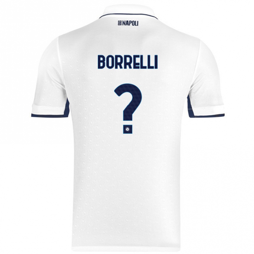 Niño Fútbol Camiseta Ciro Borrelli #0 Blanco Azul Real 2ª Equipación 2024/25