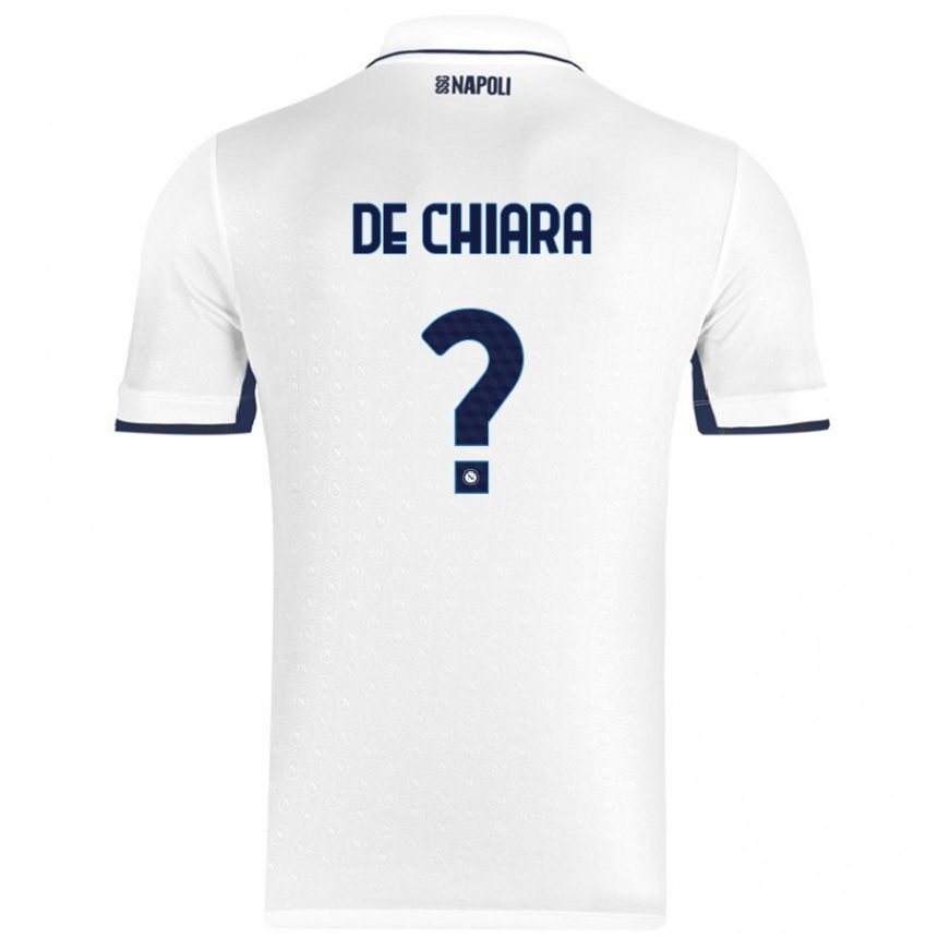 Niño Fútbol Camiseta Emmanuele De Chiara #0 Blanco Azul Real 2ª Equipación 2024/25