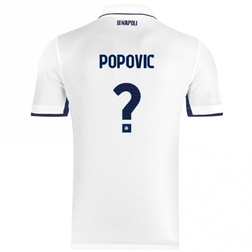 Niño Fútbol Camiseta Matija Popovic #0 Blanco Azul Real 2ª Equipación 2024/25