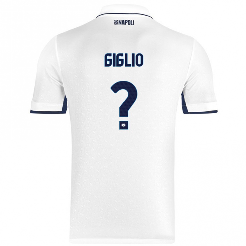 Niño Fútbol Camiseta Angelo Giglio #0 Blanco Azul Real 2ª Equipación 2024/25