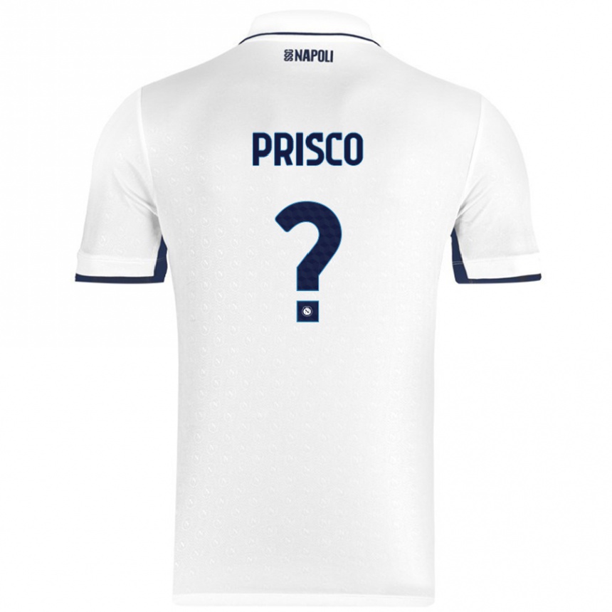 Niño Fútbol Camiseta Vincenzo Prisco #0 Blanco Azul Real 2ª Equipación 2024/25