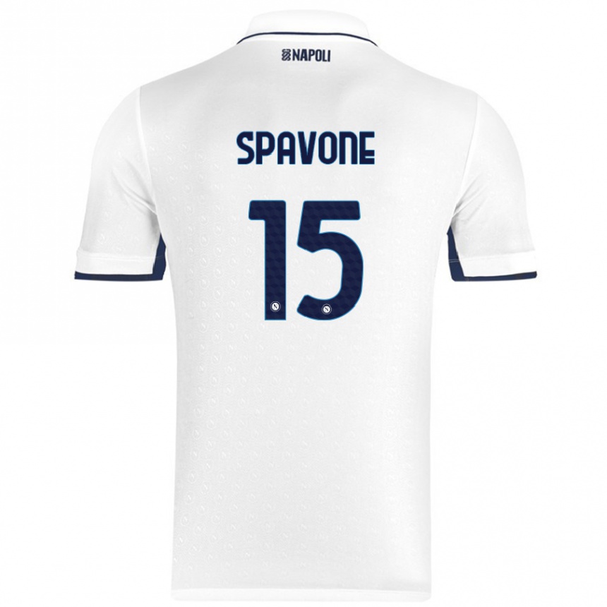 Niño Fútbol Camiseta Alessandro Spavone #15 Blanco Azul Real 2ª Equipación 2024/25