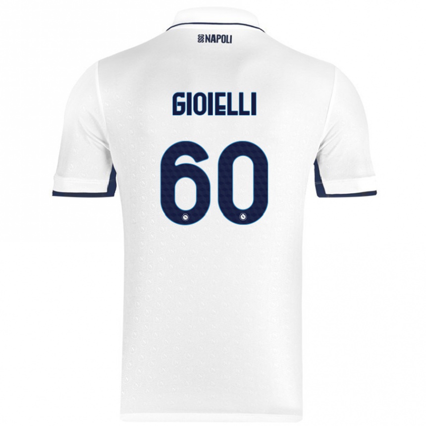 Niño Fútbol Camiseta Francesco Gioielli #60 Blanco Azul Real 2ª Equipación 2024/25