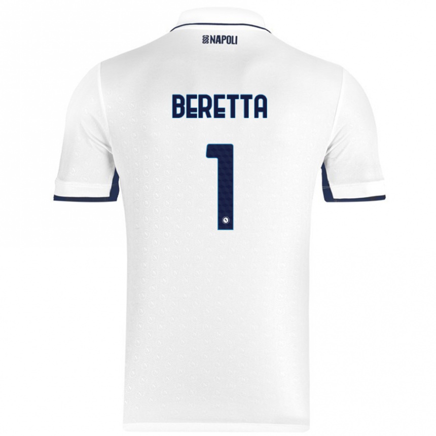 Niño Fútbol Camiseta Beatrice Beretta #1 Blanco Azul Real 2ª Equipación 2024/25