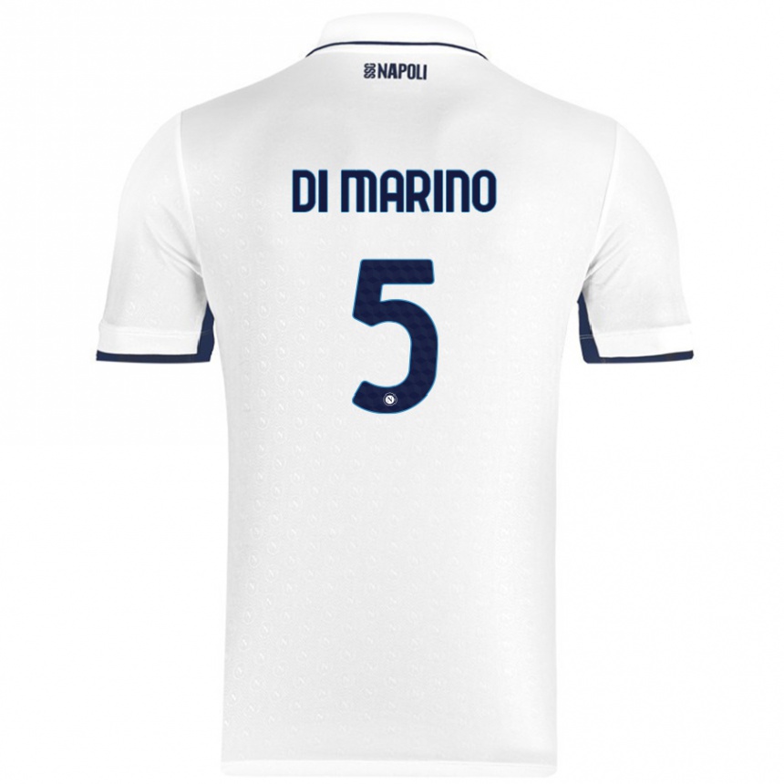 Niño Fútbol Camiseta Paola Di Marino #5 Blanco Azul Real 2ª Equipación 2024/25