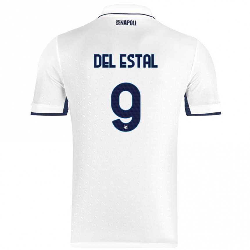 Niño Fútbol Camiseta Eli Del Estal #9 Blanco Azul Real 2ª Equipación 2024/25