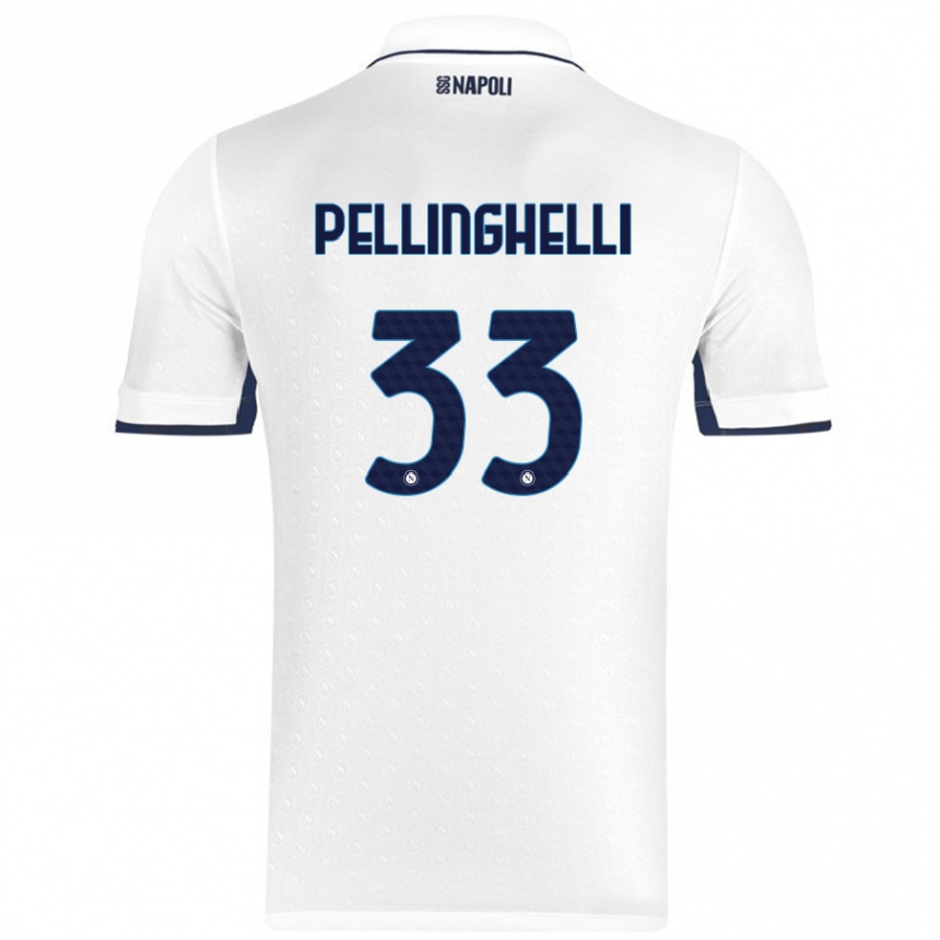 Niño Fútbol Camiseta Alice Pellinghelli #33 Blanco Azul Real 2ª Equipación 2024/25