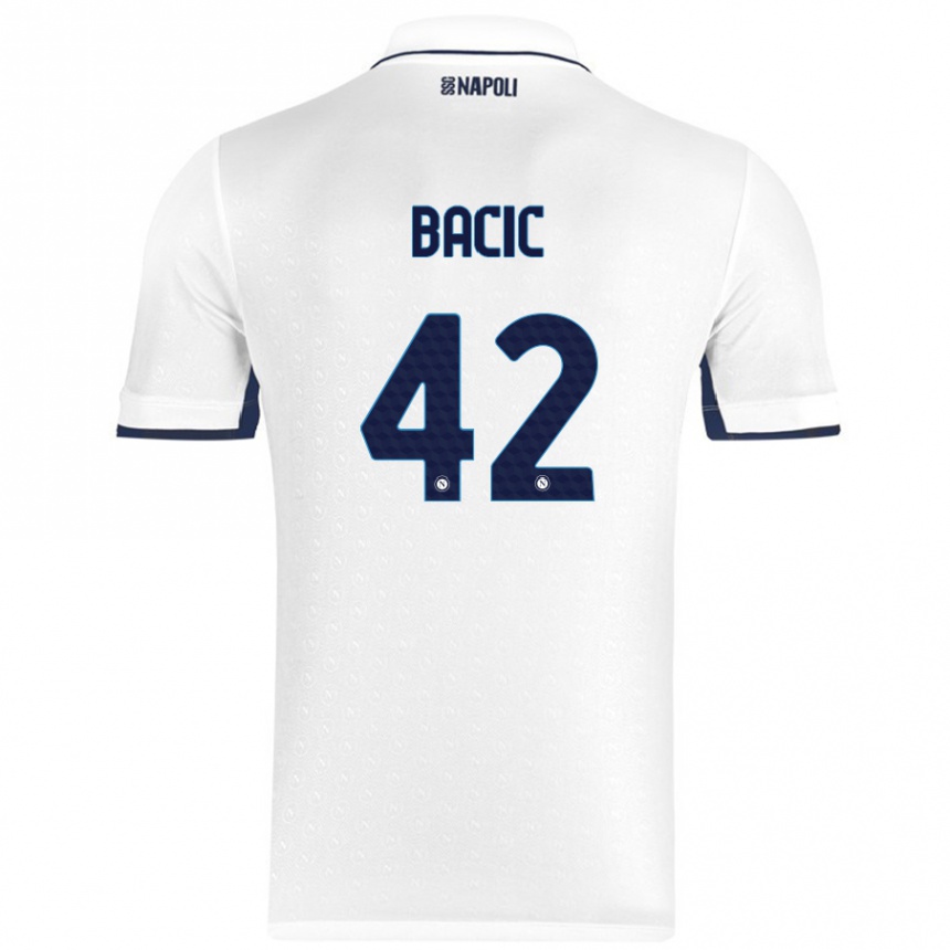 Niño Fútbol Camiseta Doris Bačić #42 Blanco Azul Real 2ª Equipación 2024/25