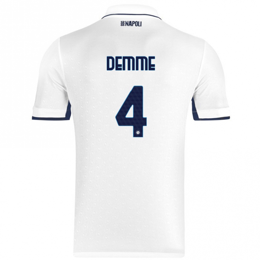 Niño Fútbol Camiseta Diego Demme #4 Blanco Azul Real 2ª Equipación 2024/25