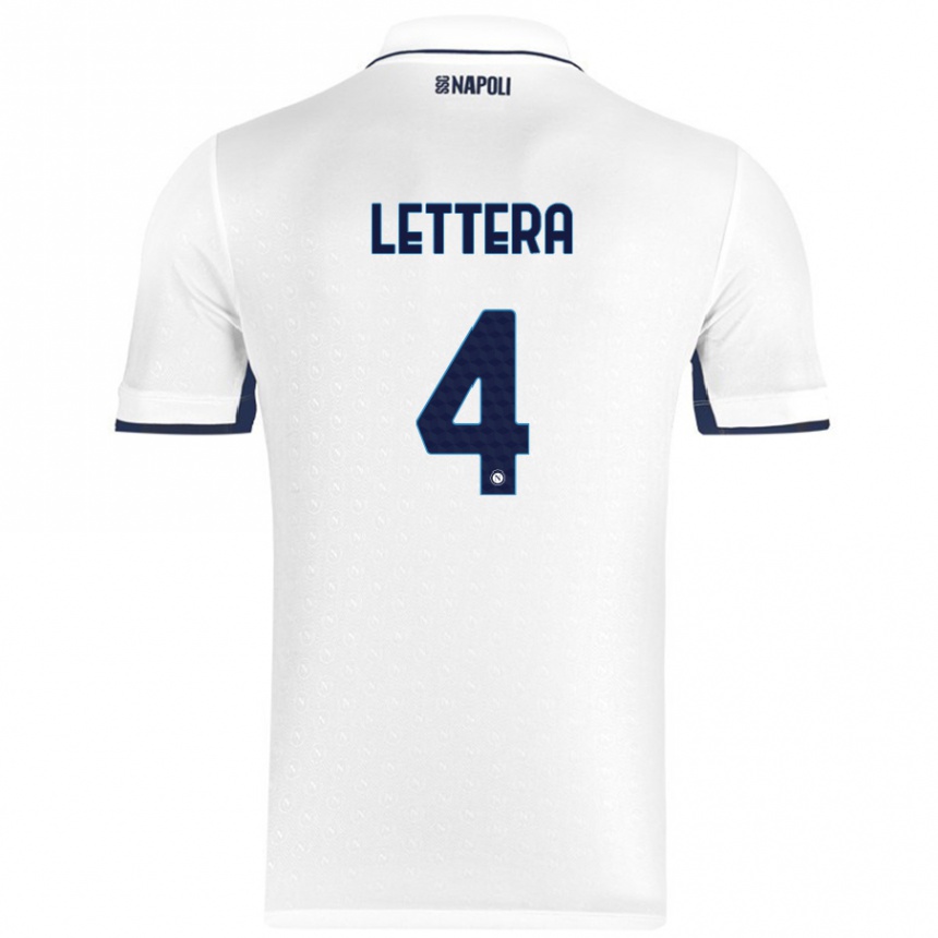 Niño Fútbol Camiseta Alessio Lettera #4 Blanco Azul Real 2ª Equipación 2024/25