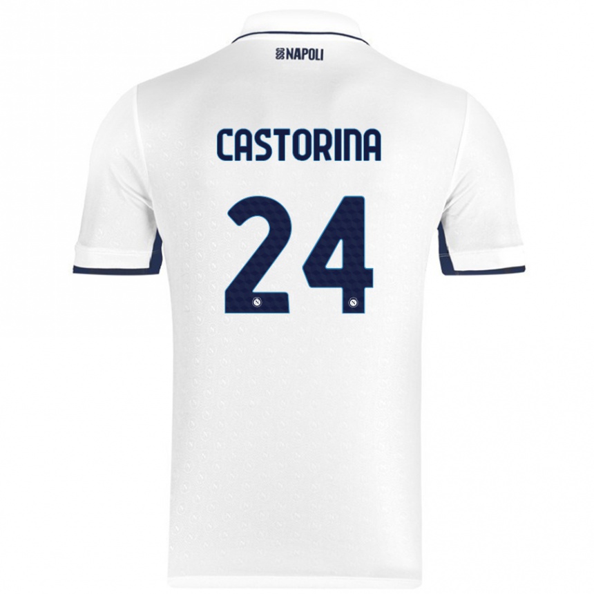 Niño Fútbol Camiseta Alessandro Castorina #24 Blanco Azul Real 2ª Equipación 2024/25