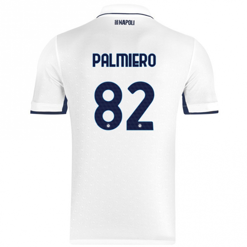 Niño Fútbol Camiseta Luca Palmiero #82 Blanco Azul Real 2ª Equipación 2024/25