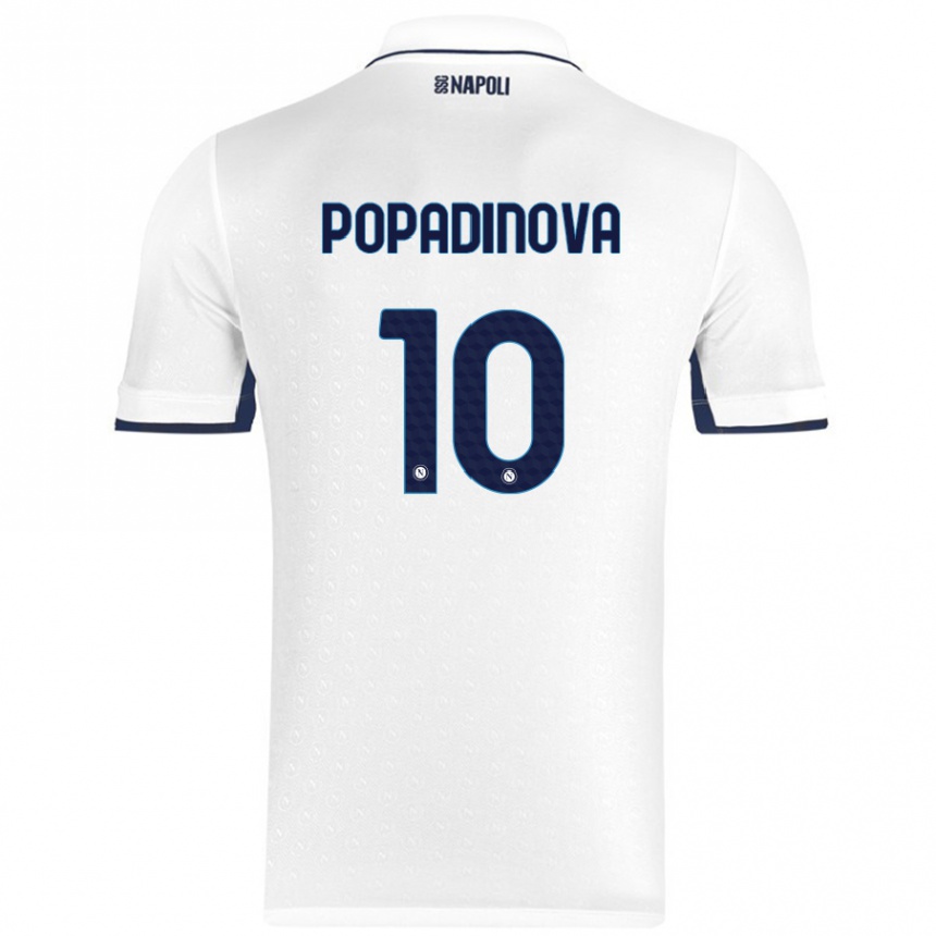 Niño Fútbol Camiseta Evdokiya Popadinova #10 Blanco Azul Real 2ª Equipación 2024/25