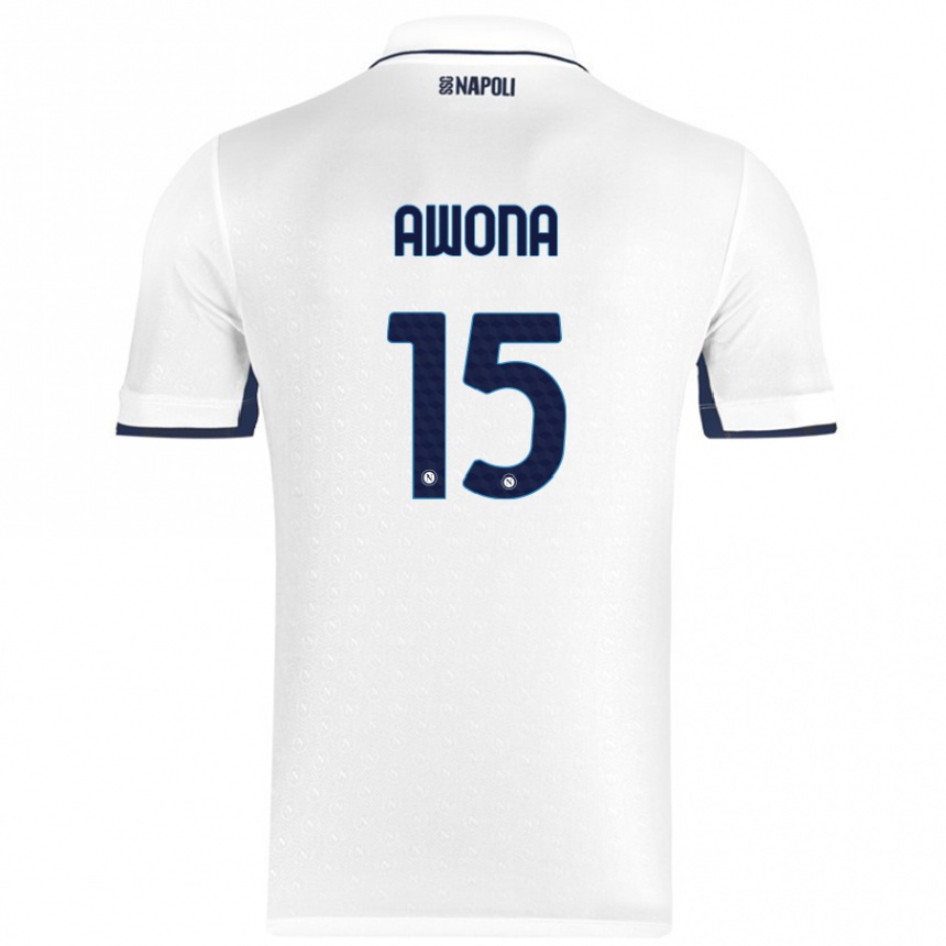 Niño Fútbol Camiseta Aurelle Awona #15 Blanco Azul Real 2ª Equipación 2024/25