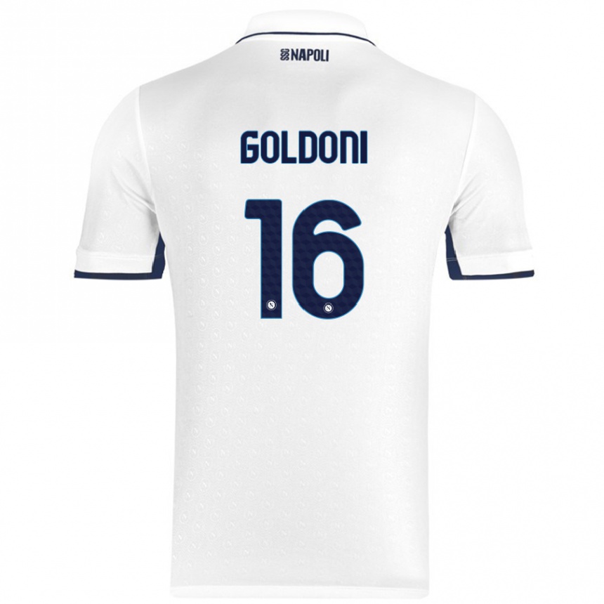 Niño Fútbol Camiseta Eleonora Goldoni #16 Blanco Azul Real 2ª Equipación 2024/25