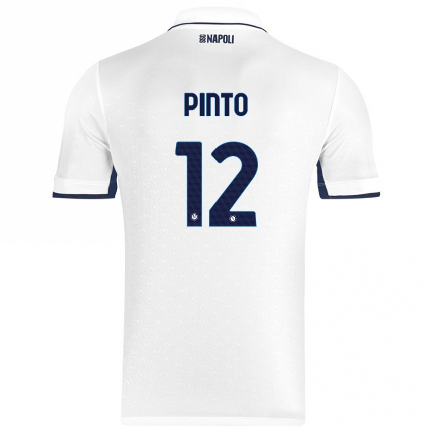 Niño Fútbol Camiseta Ciro Pinto #12 Blanco Azul Real 2ª Equipación 2024/25