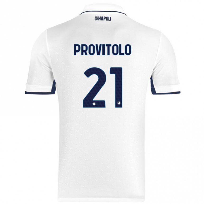 Niño Fútbol Camiseta Vincenzo Provitolo #21 Blanco Azul Real 2ª Equipación 2024/25