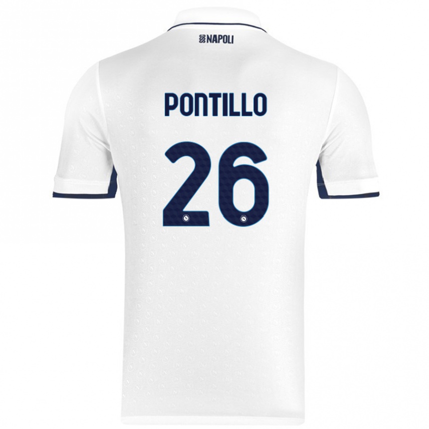 Niño Fútbol Camiseta Pasquale Pontillo #26 Blanco Azul Real 2ª Equipación 2024/25