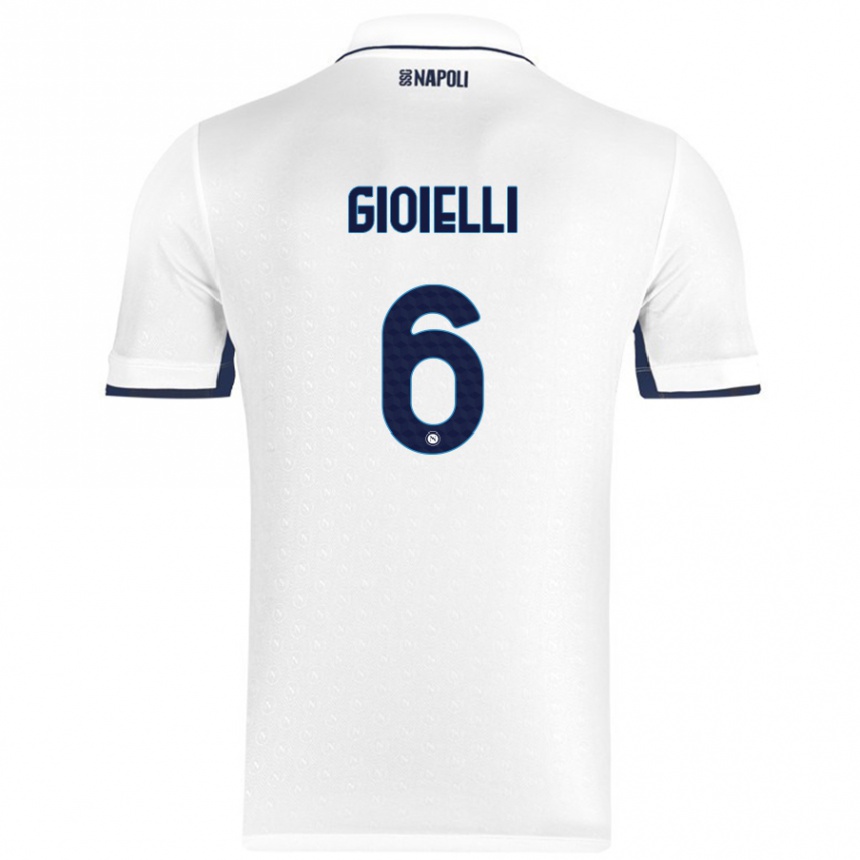 Niño Fútbol Camiseta Francesco Pio Gioielli #6 Blanco Azul Real 2ª Equipación 2024/25