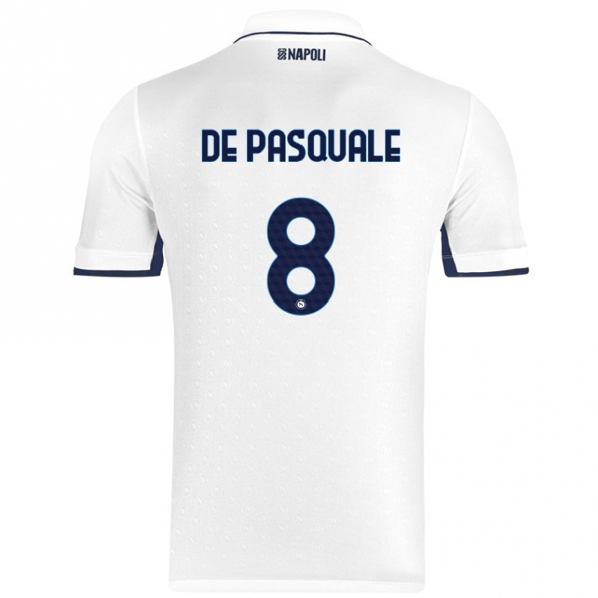 Niño Fútbol Camiseta Dylan De Pasquale #8 Blanco Azul Real 2ª Equipación 2024/25