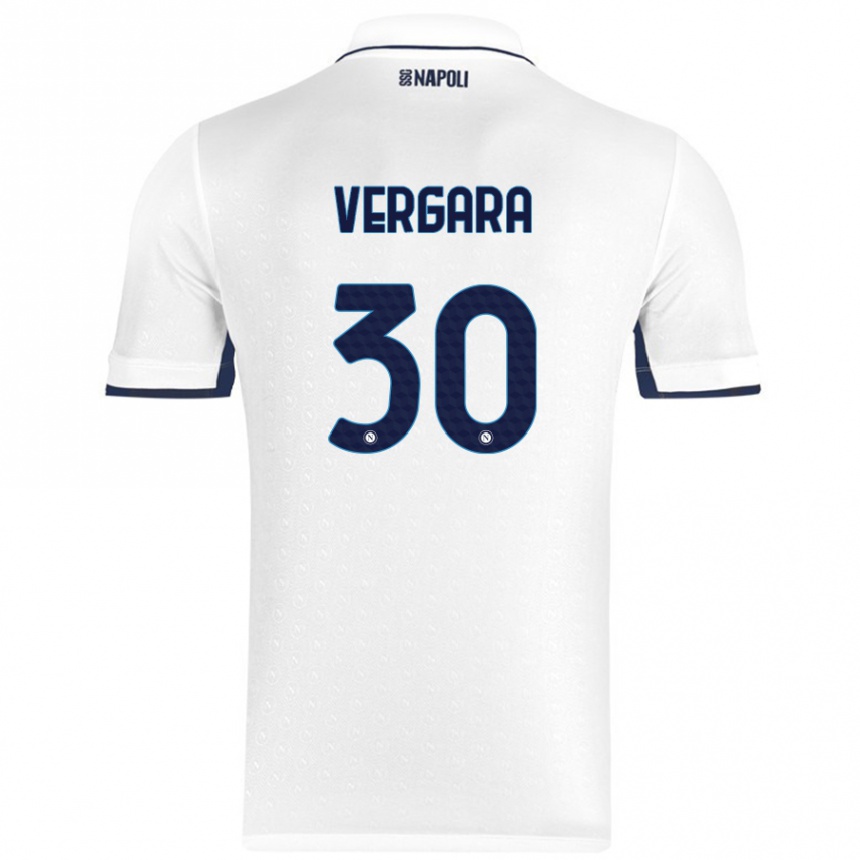 Niño Fútbol Camiseta Antonio Vergara #30 Blanco Azul Real 2ª Equipación 2024/25