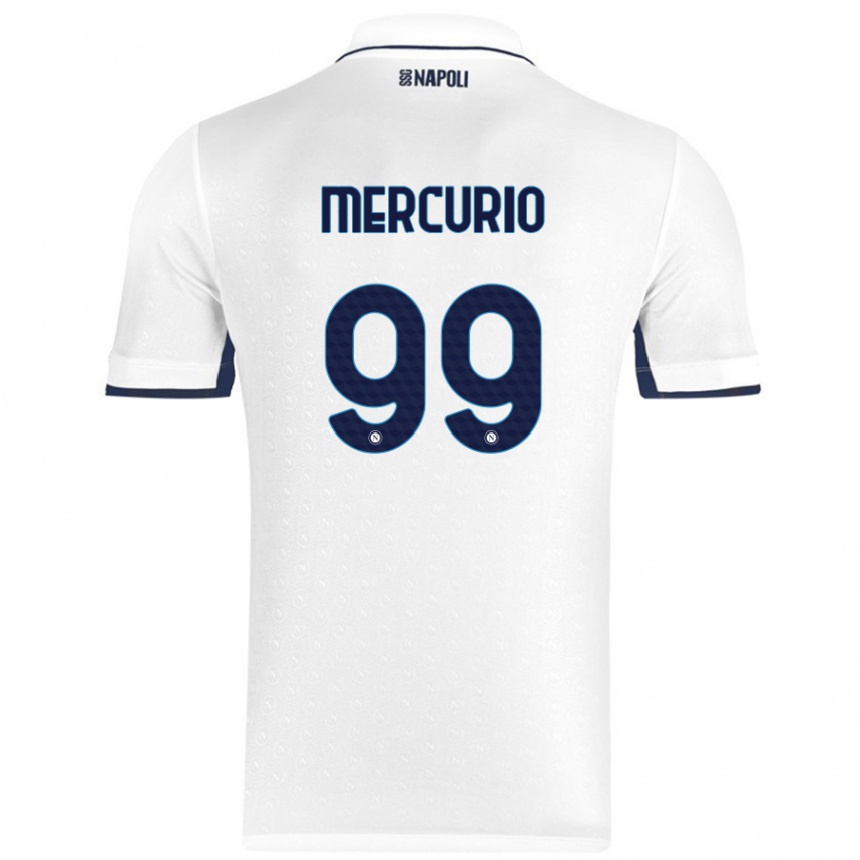 Niño Fútbol Camiseta Giovanni Mercurio #99 Blanco Azul Real 2ª Equipación 2024/25