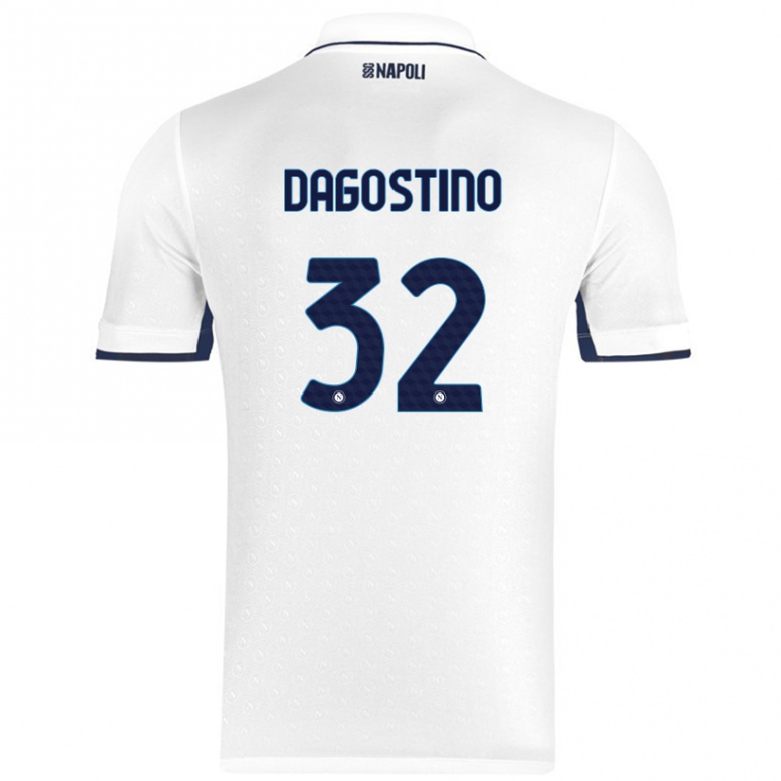 Niño Fútbol Camiseta Giuseppe Dagostino #32 Blanco Azul Real 2ª Equipación 2024/25