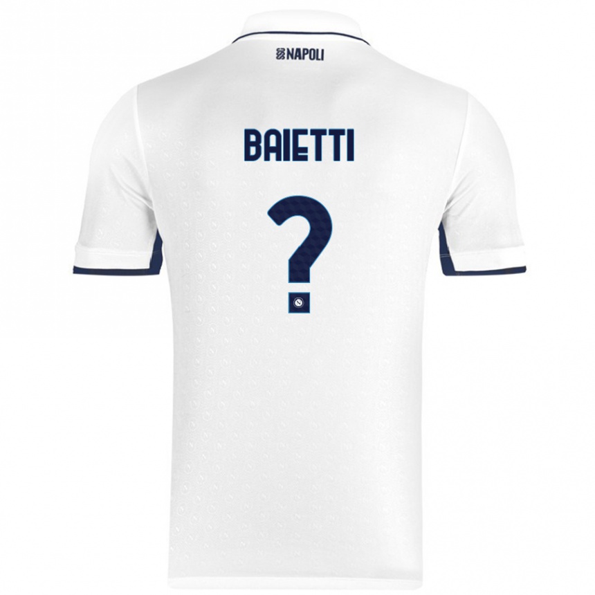 Niño Fútbol Camiseta Francesco Baietti #0 Blanco Azul Real 2ª Equipación 2024/25