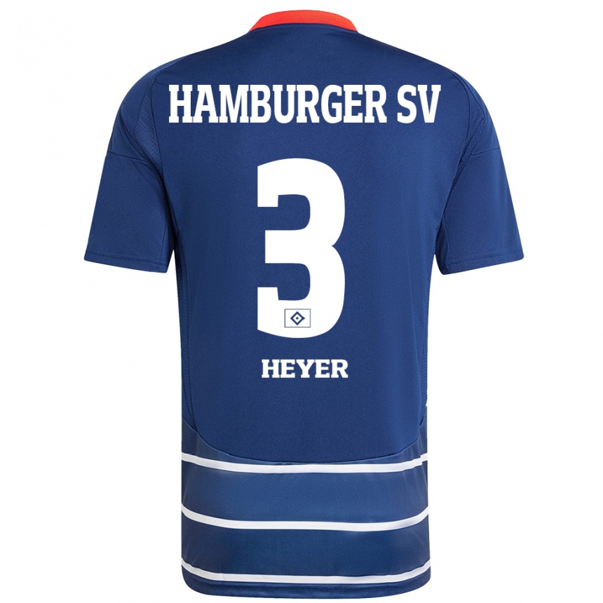 Niño Fútbol Camiseta Moritz Heyer #3 Azul Oscuro 2ª Equipación 2024/25