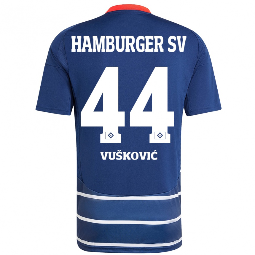 Niño Fútbol Camiseta Mario Vuskovic #44 Azul Oscuro 2ª Equipación 2024/25