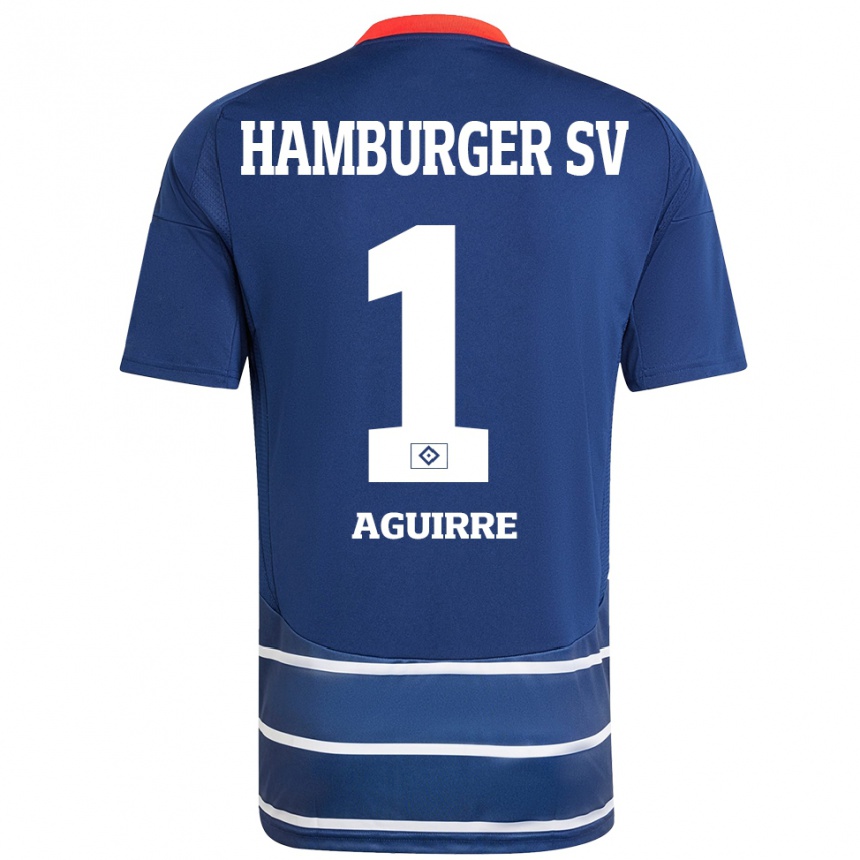 Niño Fútbol Camiseta José Aguirre #1 Azul Oscuro 2ª Equipación 2024/25