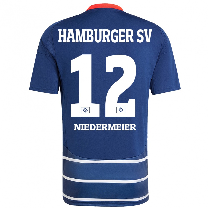 Niño Fútbol Camiseta Philipp Niedermeier #12 Azul Oscuro 2ª Equipación 2024/25